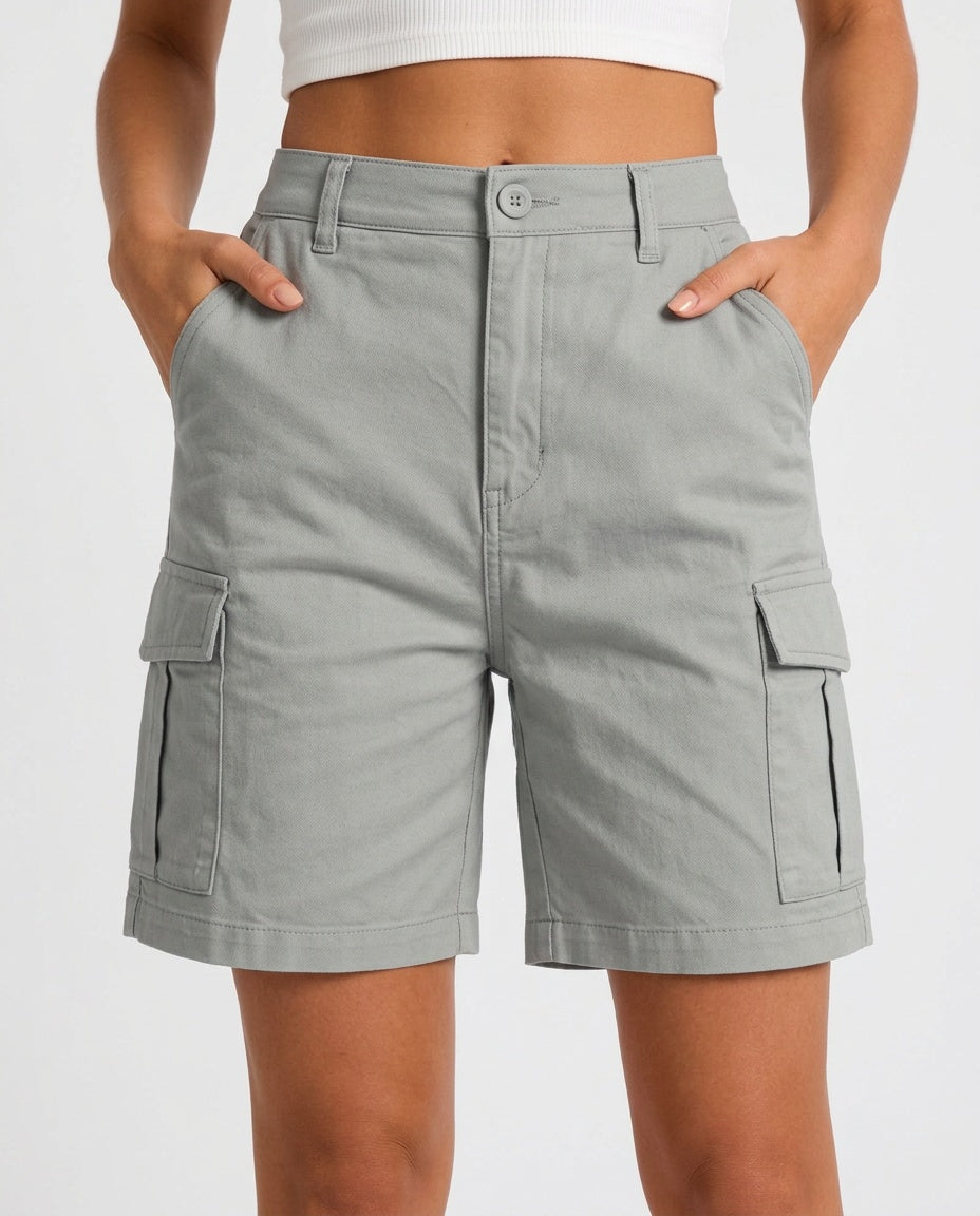 Pilar | High Waist Elastic Waist Sports Shorts with Pockets