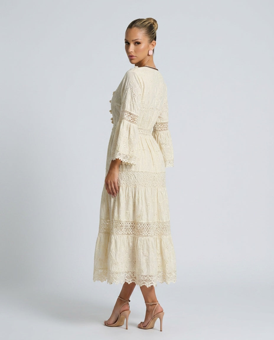 Eloise | Floral Lace Midi Dress