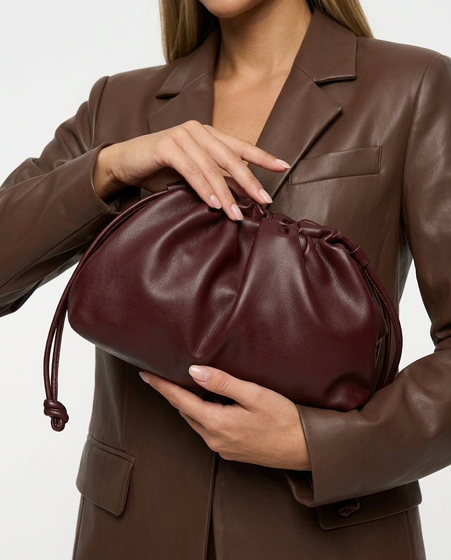 Dumpling Shaped Vegan Leather Crossbody Pouch Bag