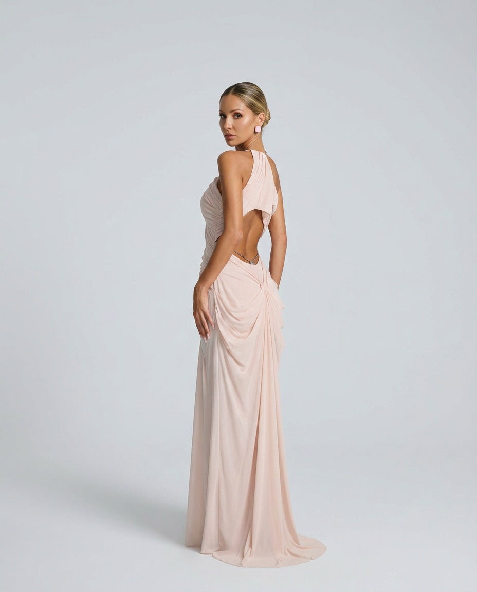 Anouk | Halter Neck Ruched Maxi Dress