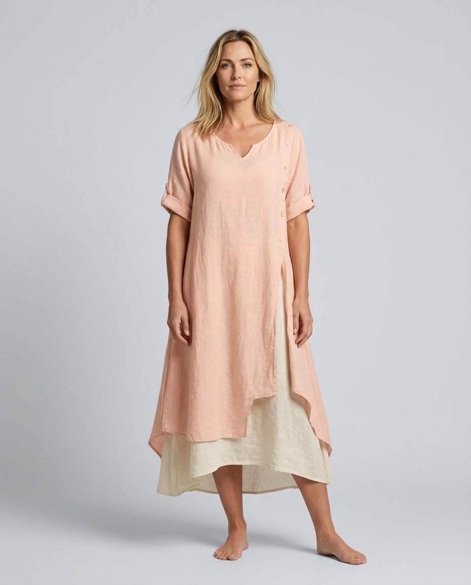 Micaela | Asymmetric Short Sleeve Two-Piece Set
