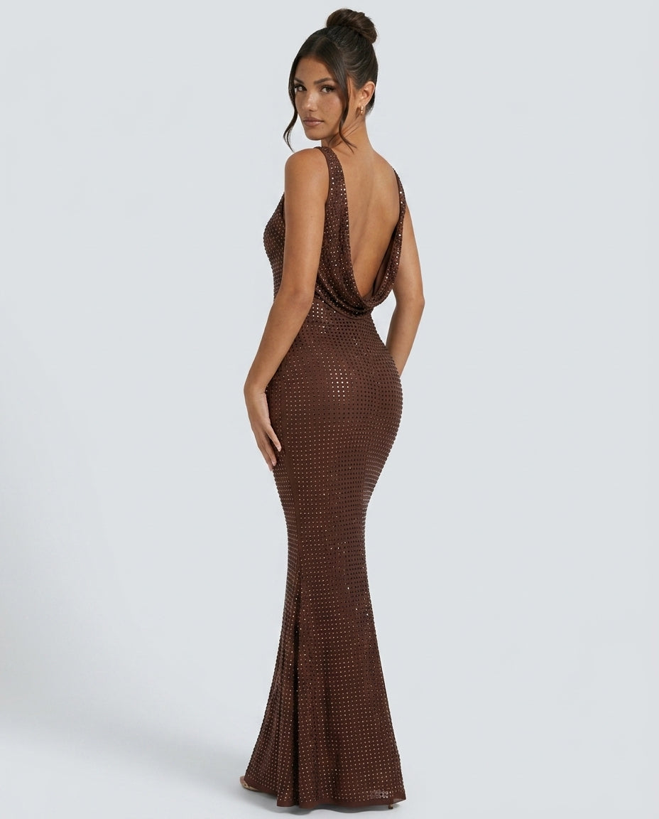 Reese | Backless Draped Cowl Maxi Dress