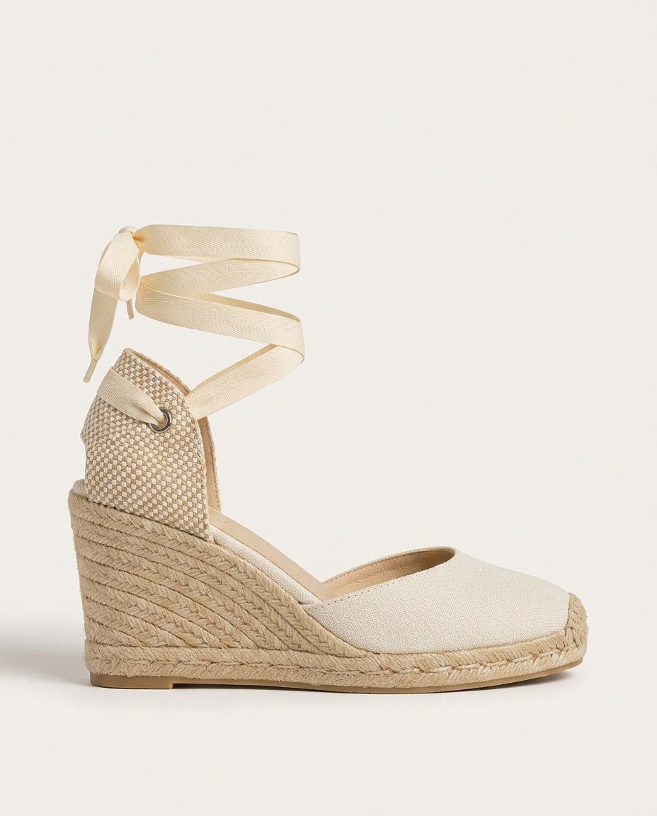 Ruby | Closed-Toe Ankle-Tie Jute Wedge Espadrille