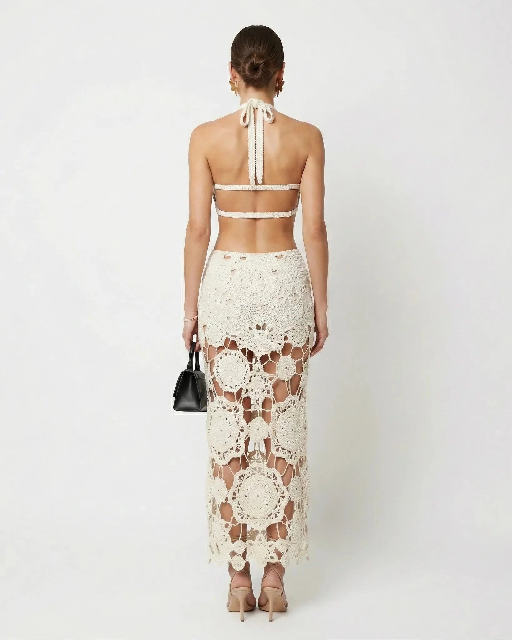 Talia | Backless Halter Neck Stretch Maxi Dress