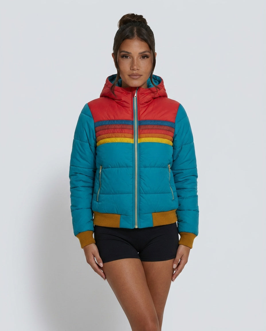 Gemma | Retro Striped Hooded Puffer Jacket