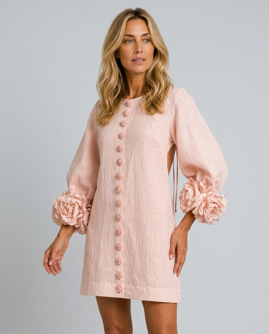 Mira | Balloon Sleeve Floral Cuff A-Line Mini Dress
