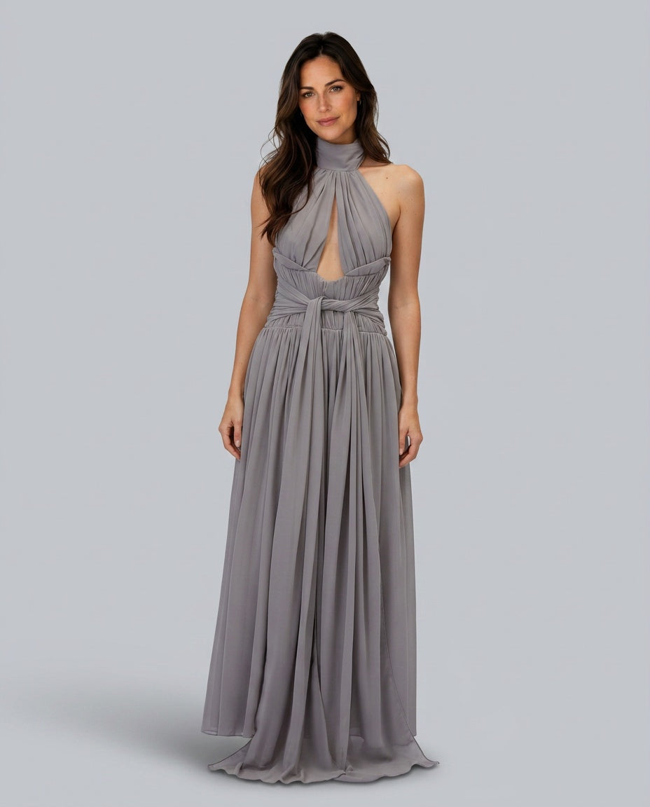 Reverie | Halterneck Ruched Maxi Dress