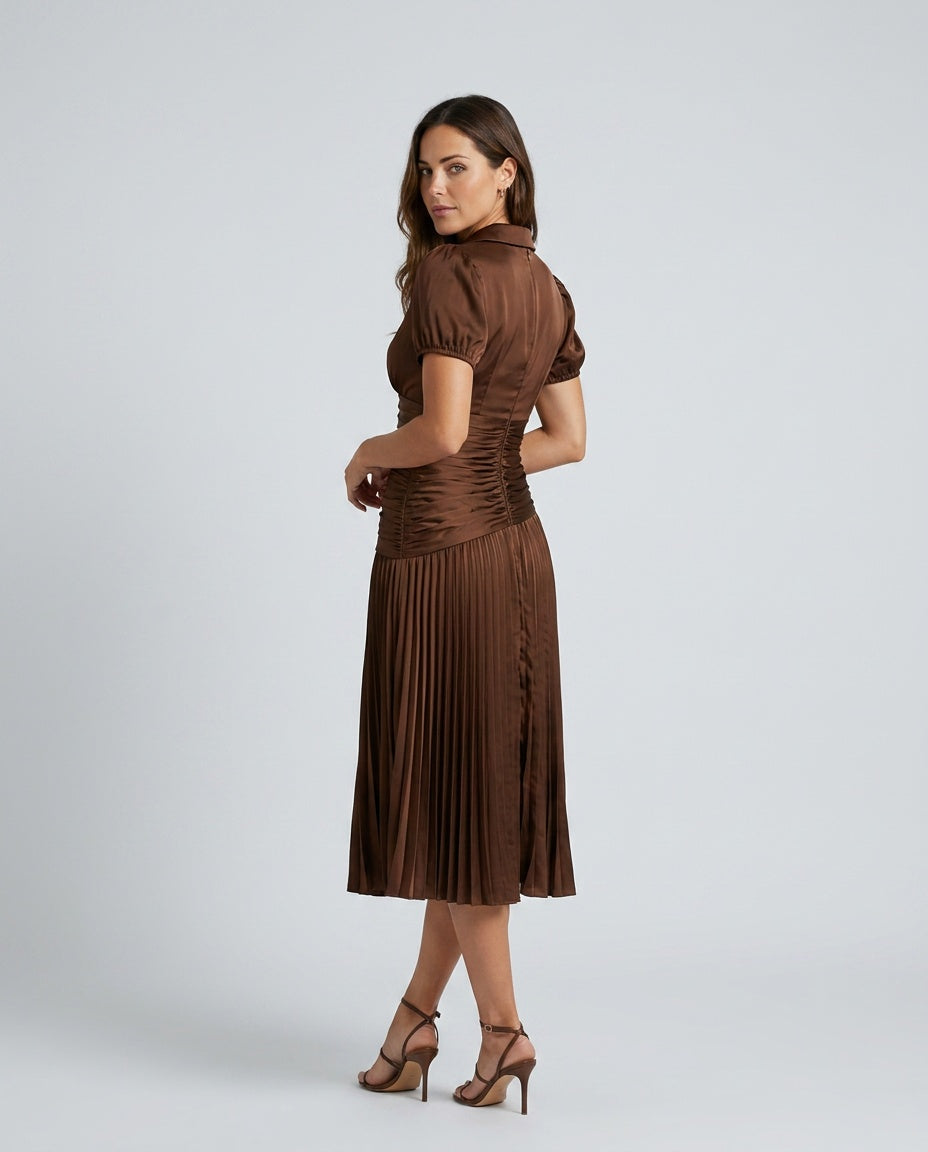 Ottavia | Retro Striped Satin-Look Midi Dress