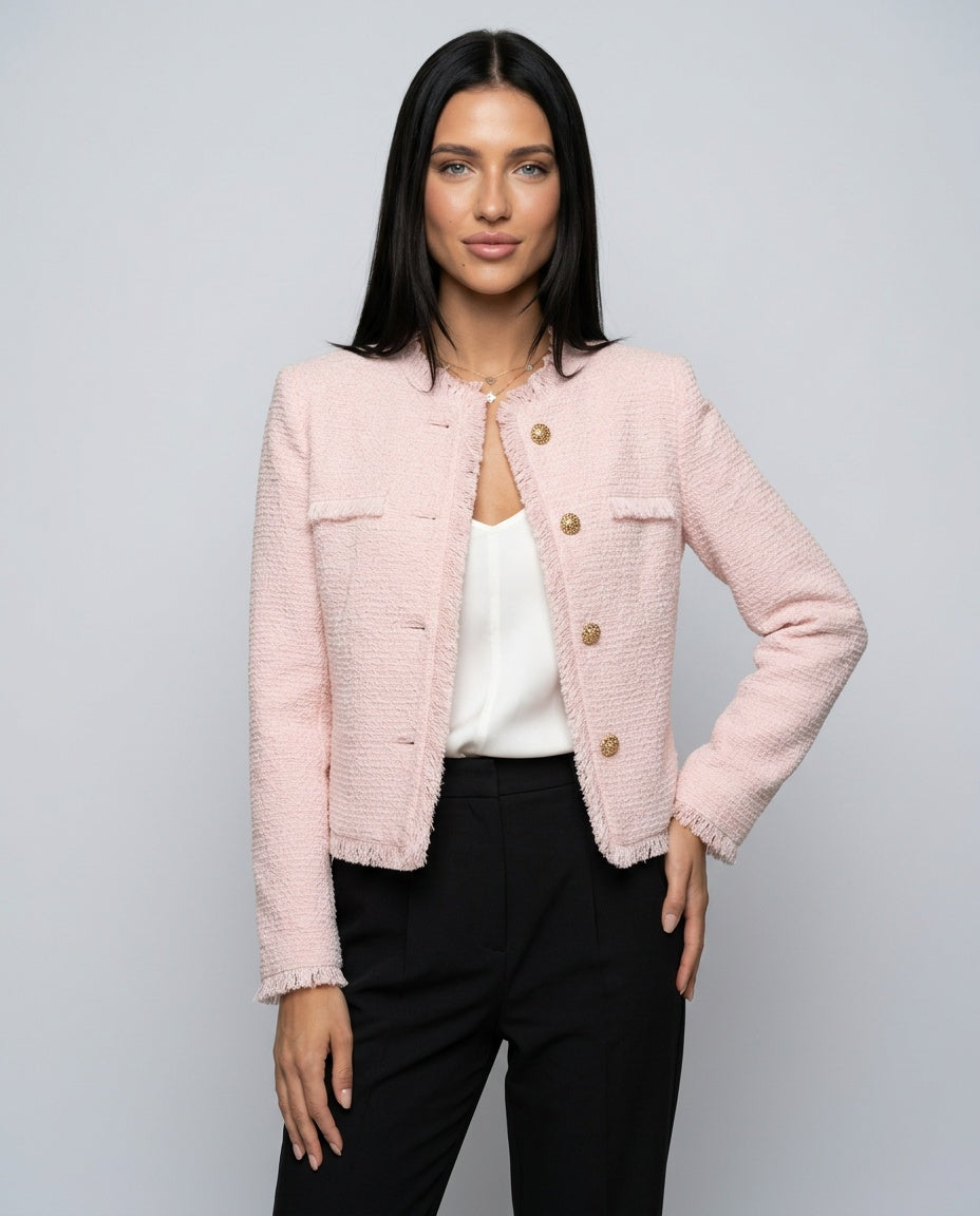 Calla | Cropped Boxy Fringed Tweed Jacket