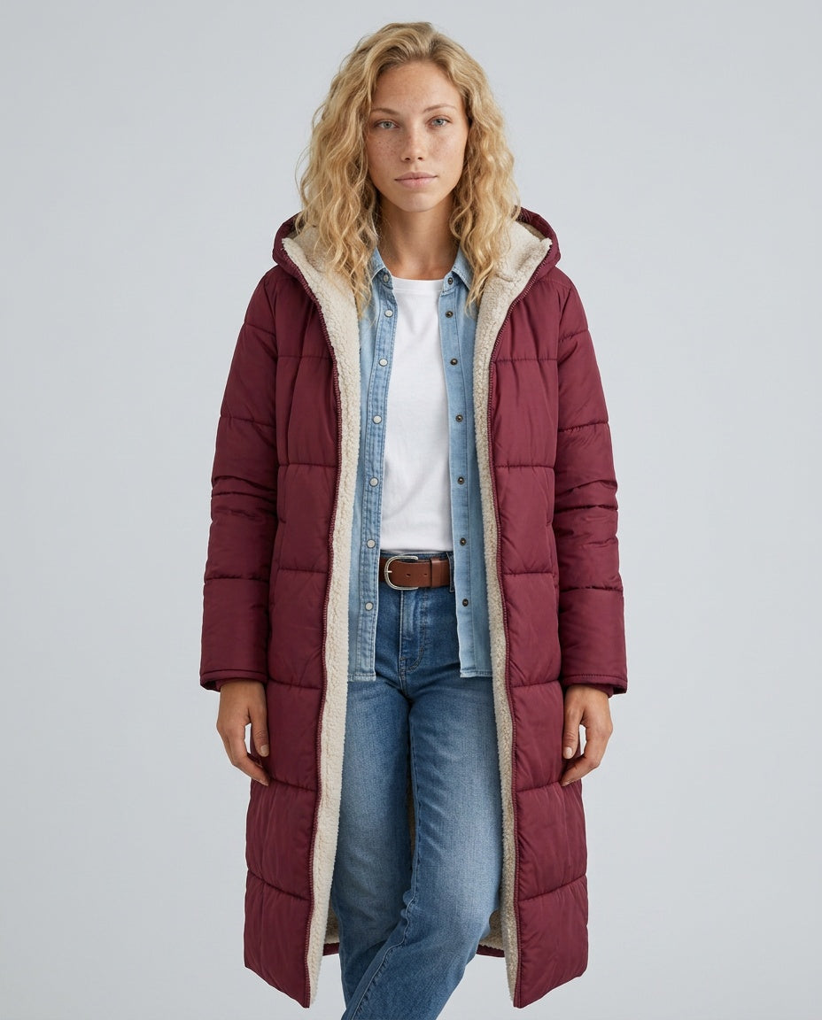 Mariana | Hooded Longline Quilted Puffer Coat