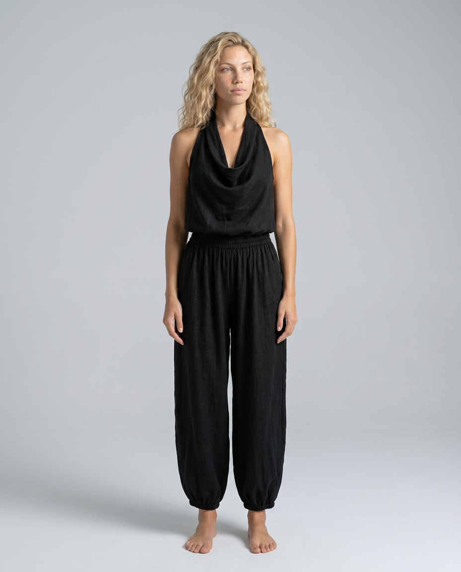 Tatum | Drape Neck Fluid Top & Wide Leg Trouser Set