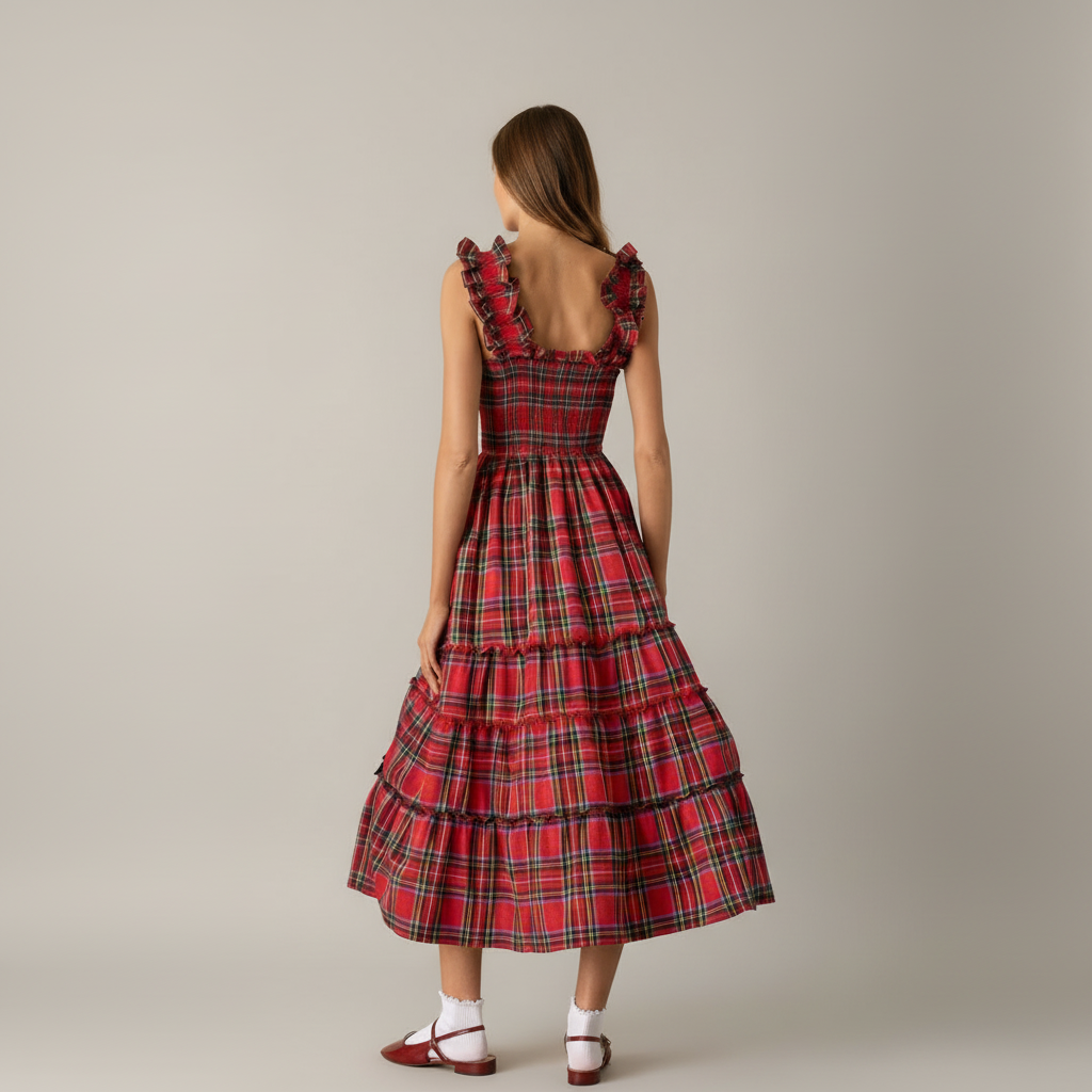 Noelle | Festive Cotton-Blend Maxi Dress