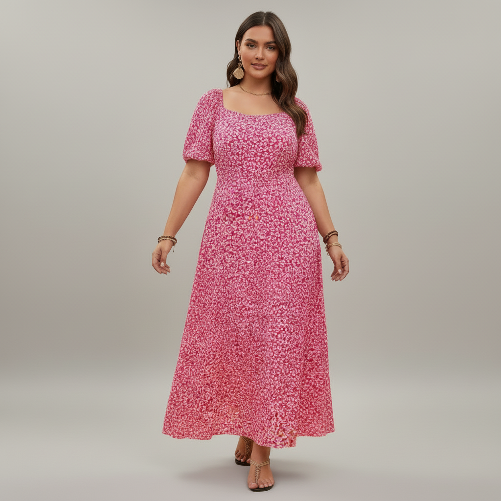 Jimena | Ditsy Floral Print Plus Size Maxi Dress