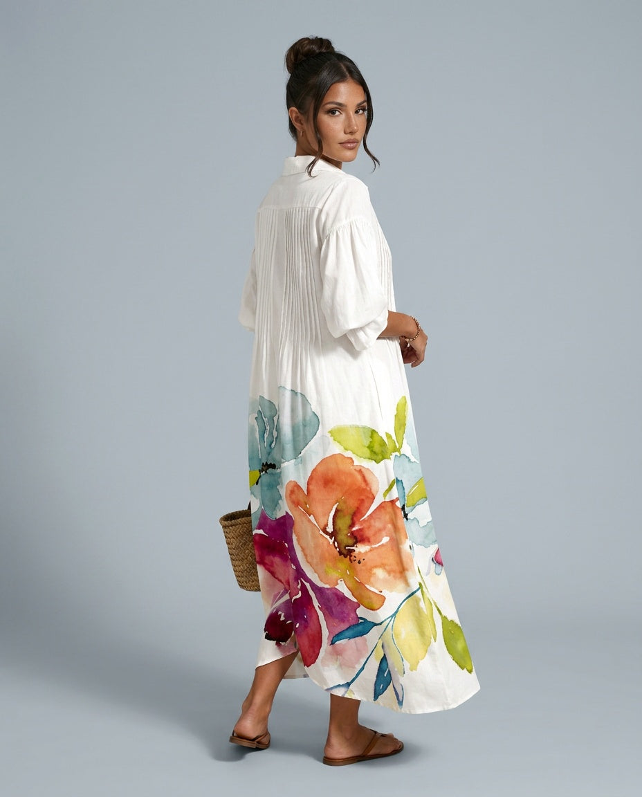 Ciara | Bohemian Button-Front Relaxed Maxi Dress