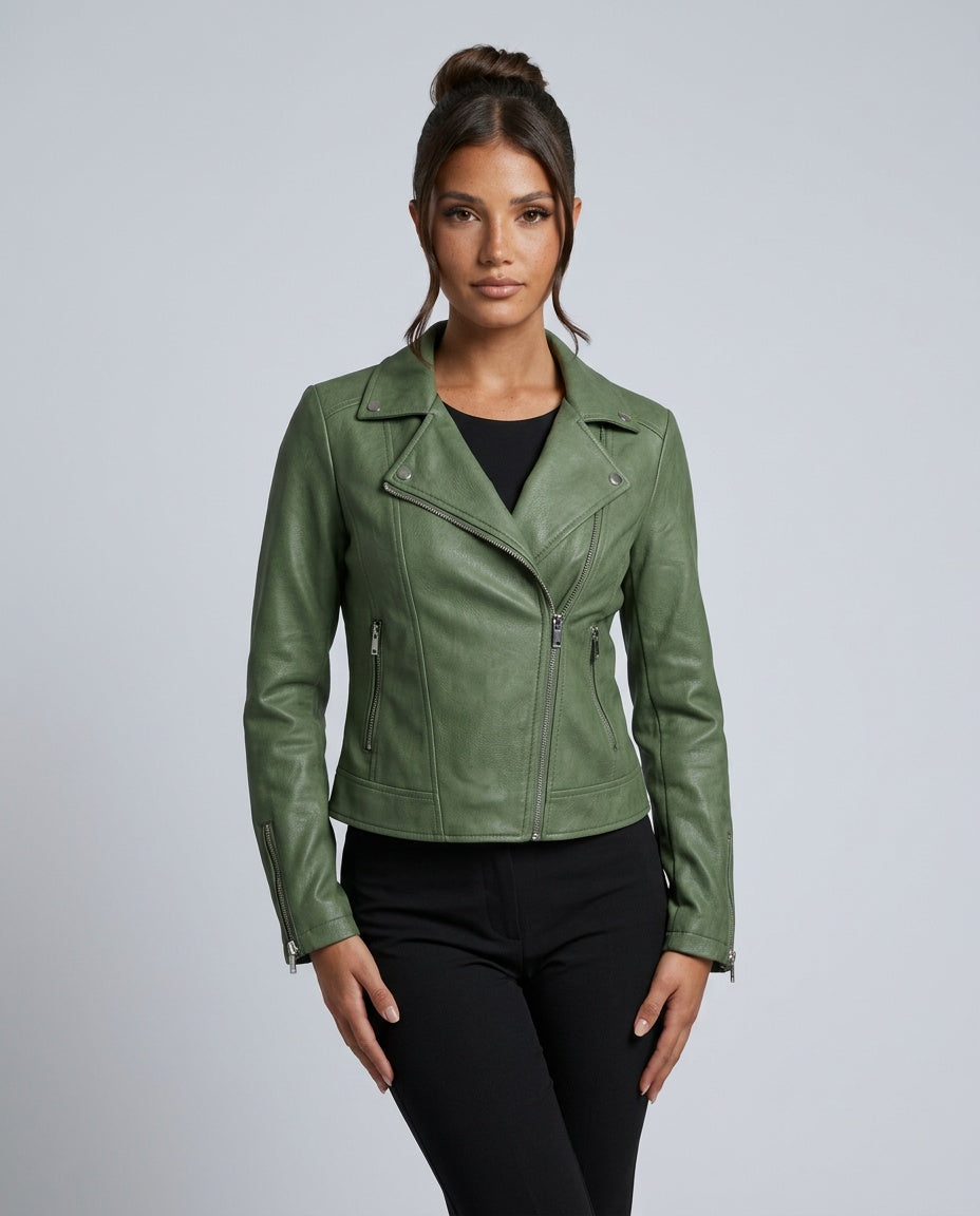 Gemma | Slim Fit Asymmetric Zip Biker Jacket