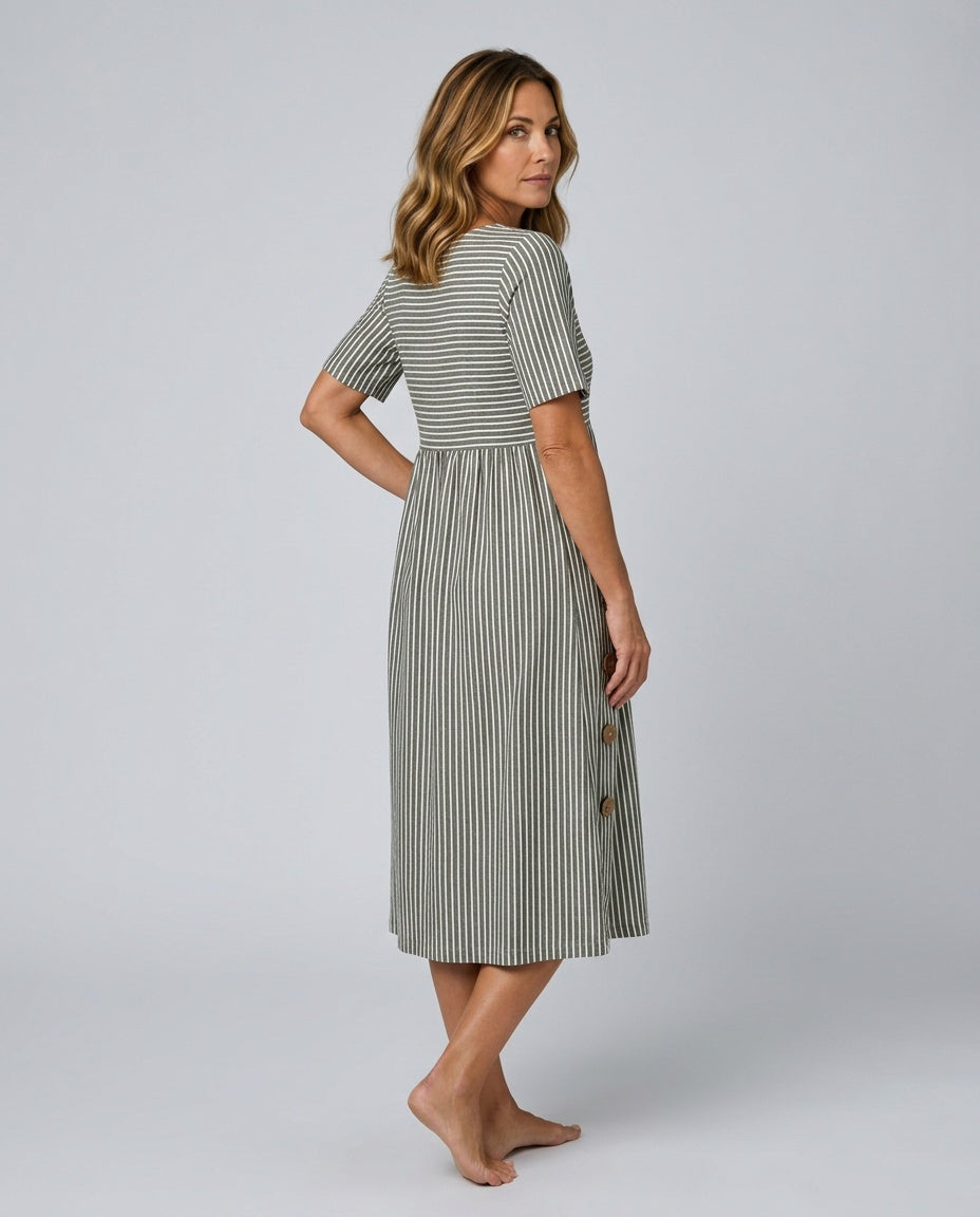 Pia | Classic Striped Midi Dress