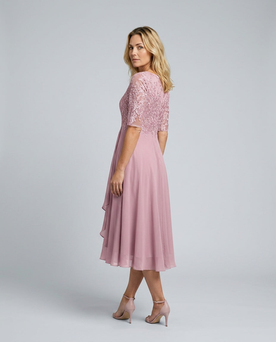 Giselle | Lace-Trim Midi Dress
