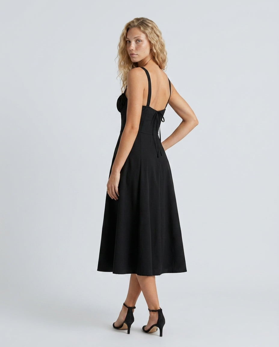 Renata | Floral Corset Lace-Up Midi Dress
