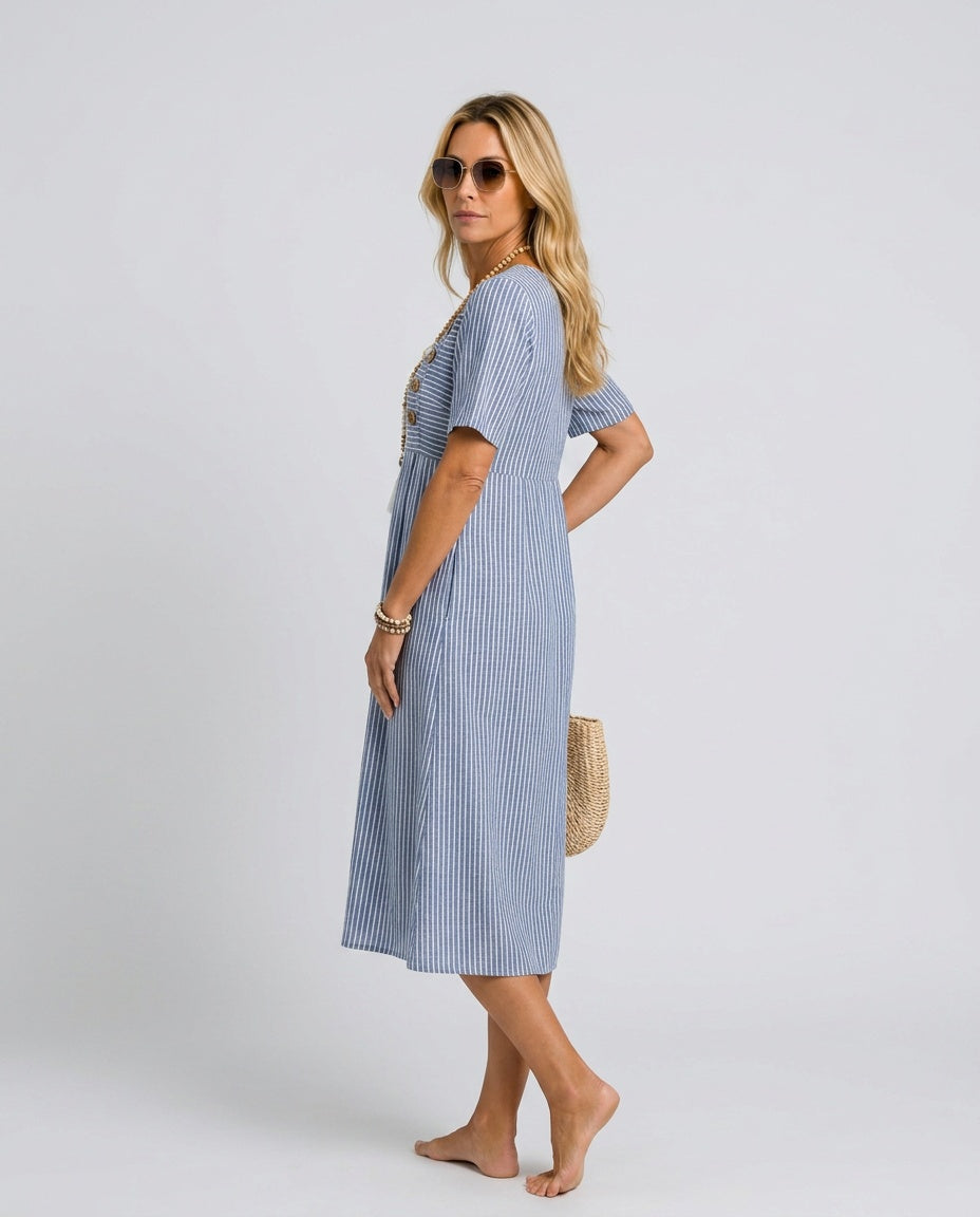 Pia | Classic Striped Midi Dress