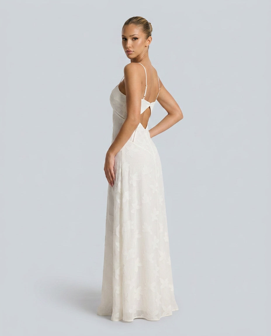 Quinn | Sweetheart Darted Satin-Look Maxi Dress