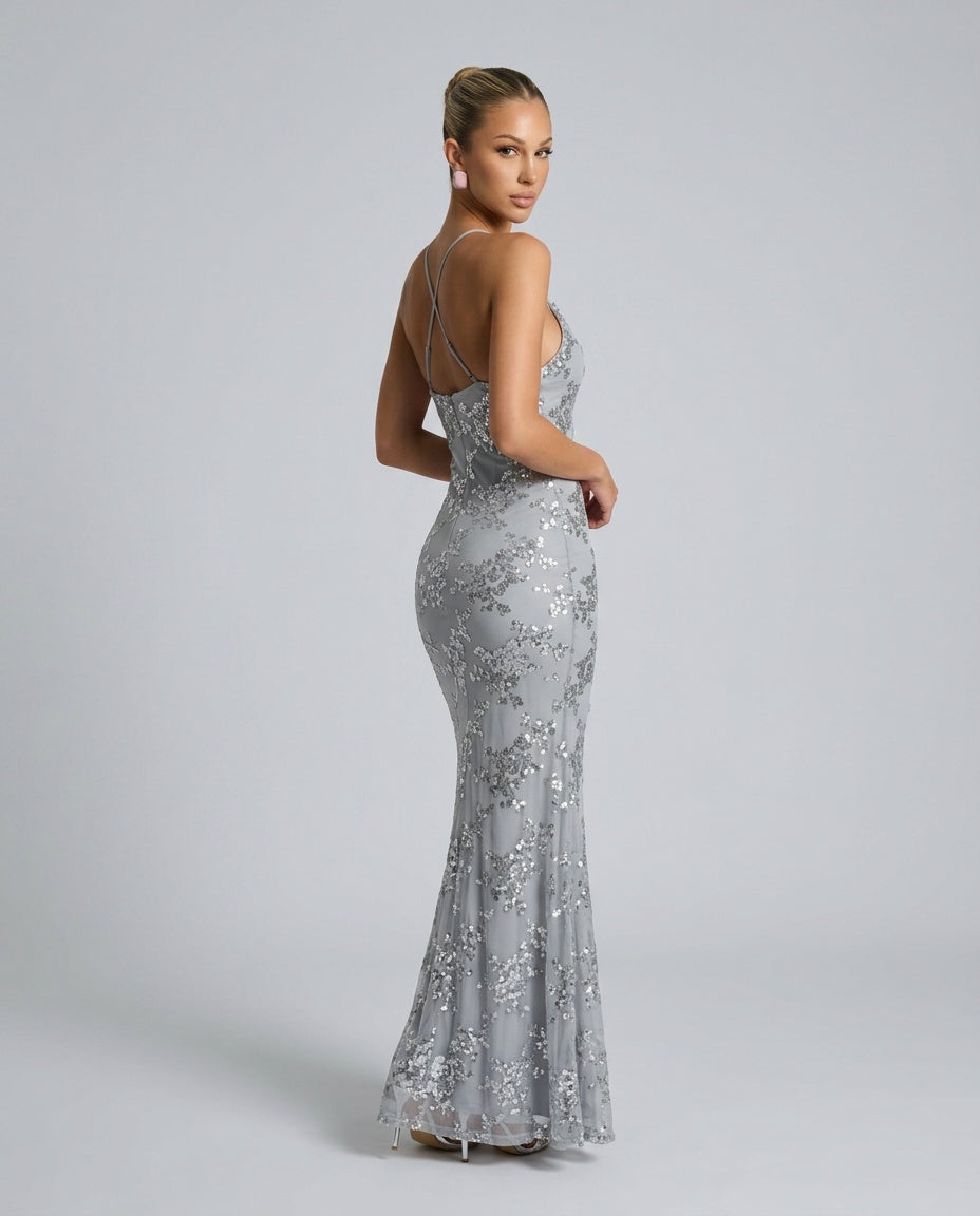 Selene | Sequin Plunge Maxi Dress