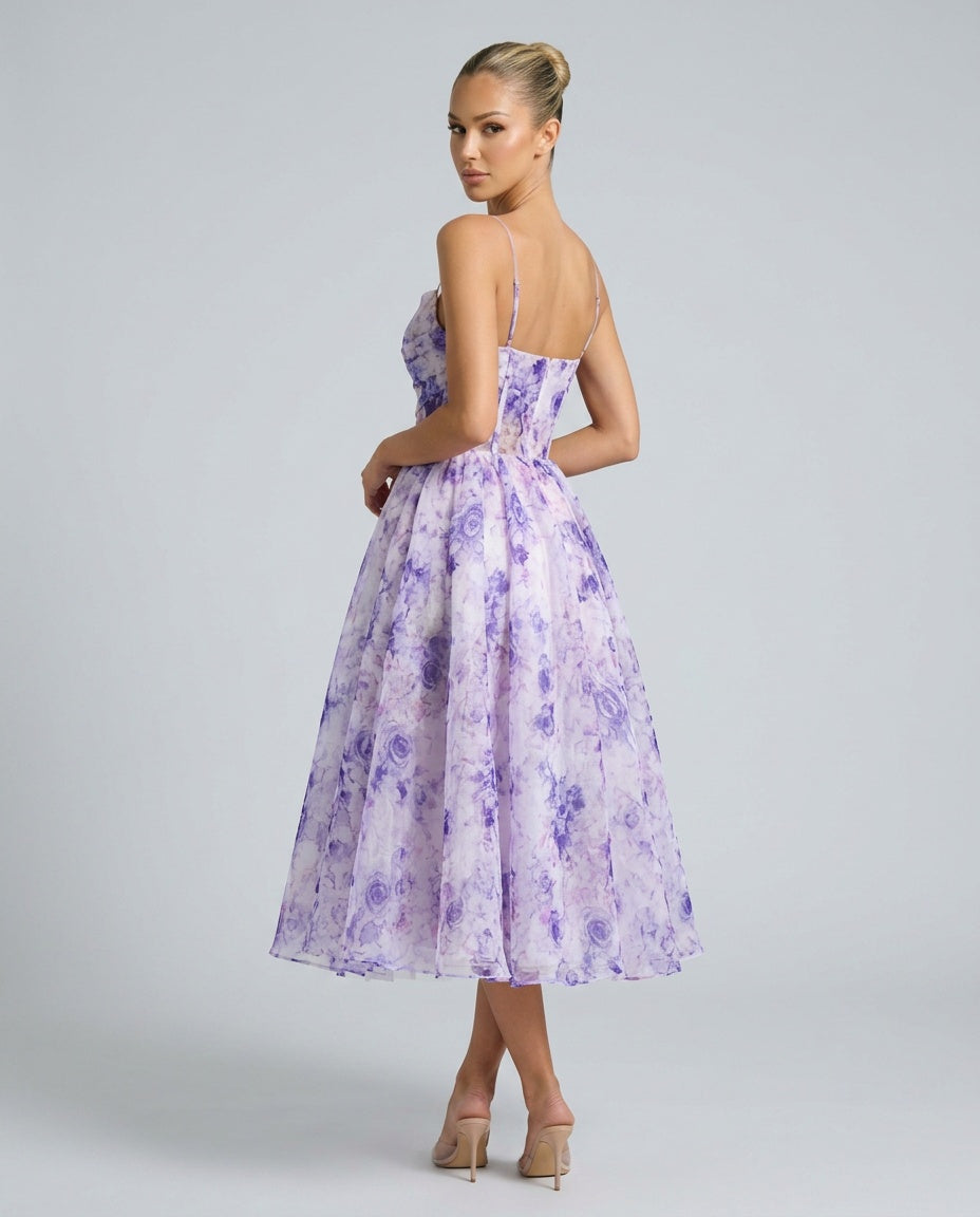 Rosalie | Ruched Floral A-Line Midi Dress