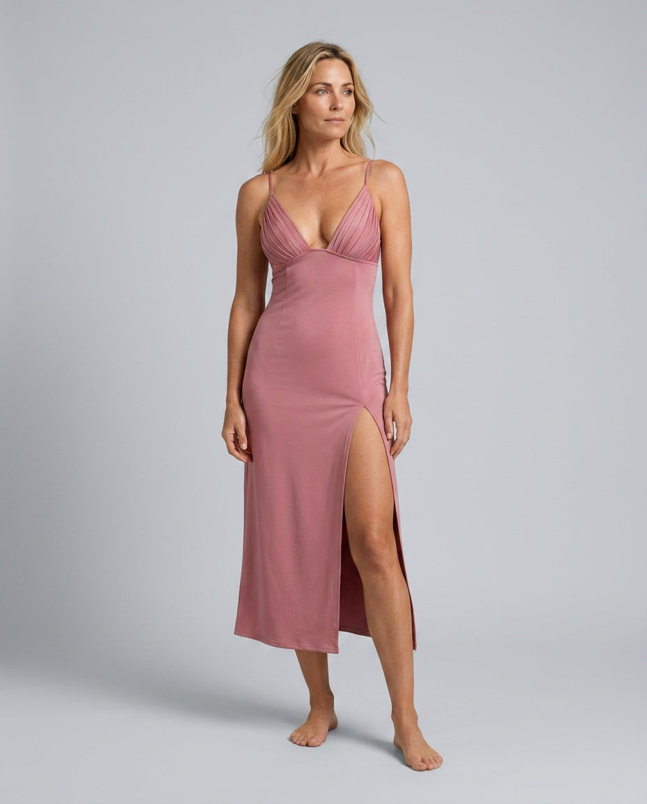 Aurelia | Deep V-Neck High Split Maxi Dress