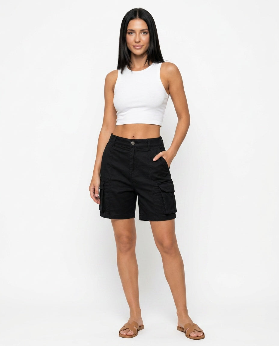 Aurelia | High Waist Bermuda Cargo Shorts