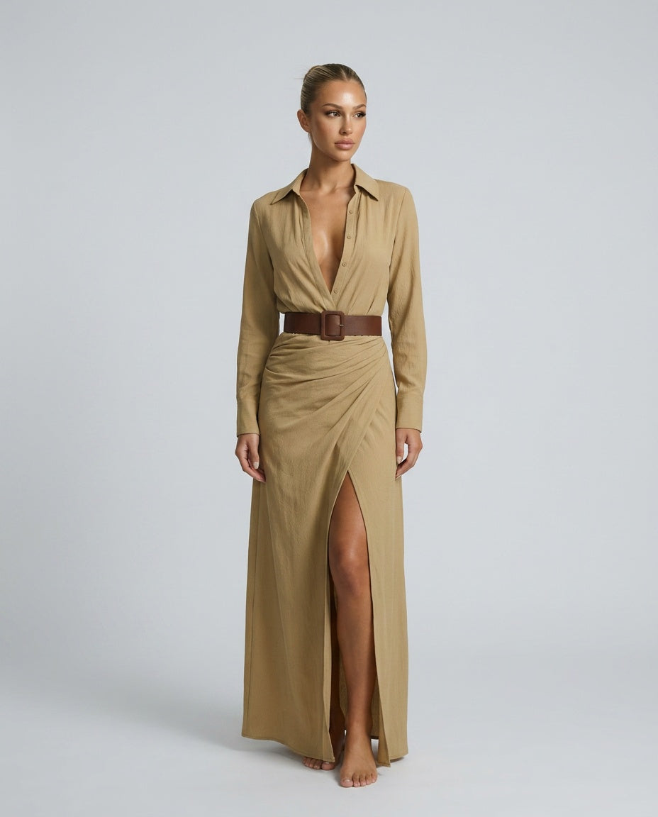 Kinsley | Ruched Stretch Bodycon Maxi Dress