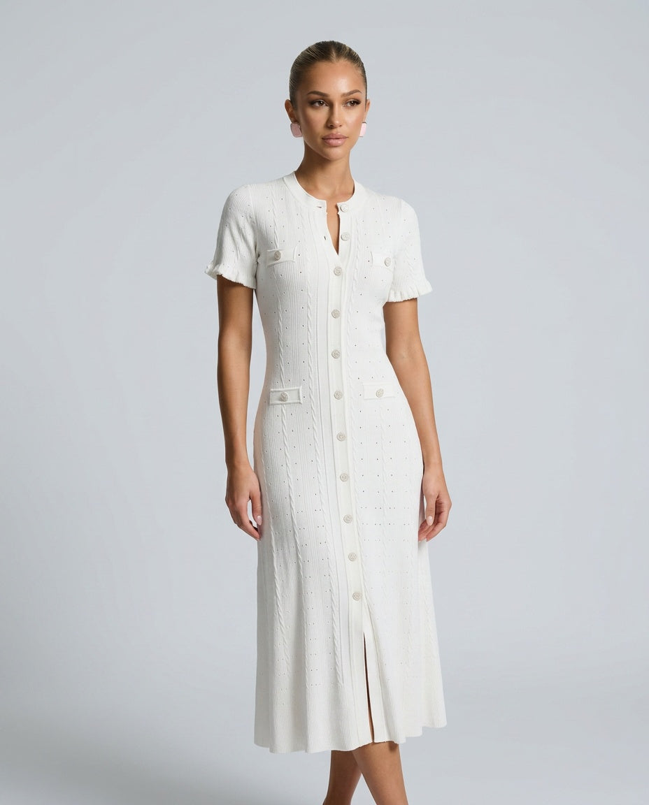 Marlowe | Perforated Knit Midi Dress