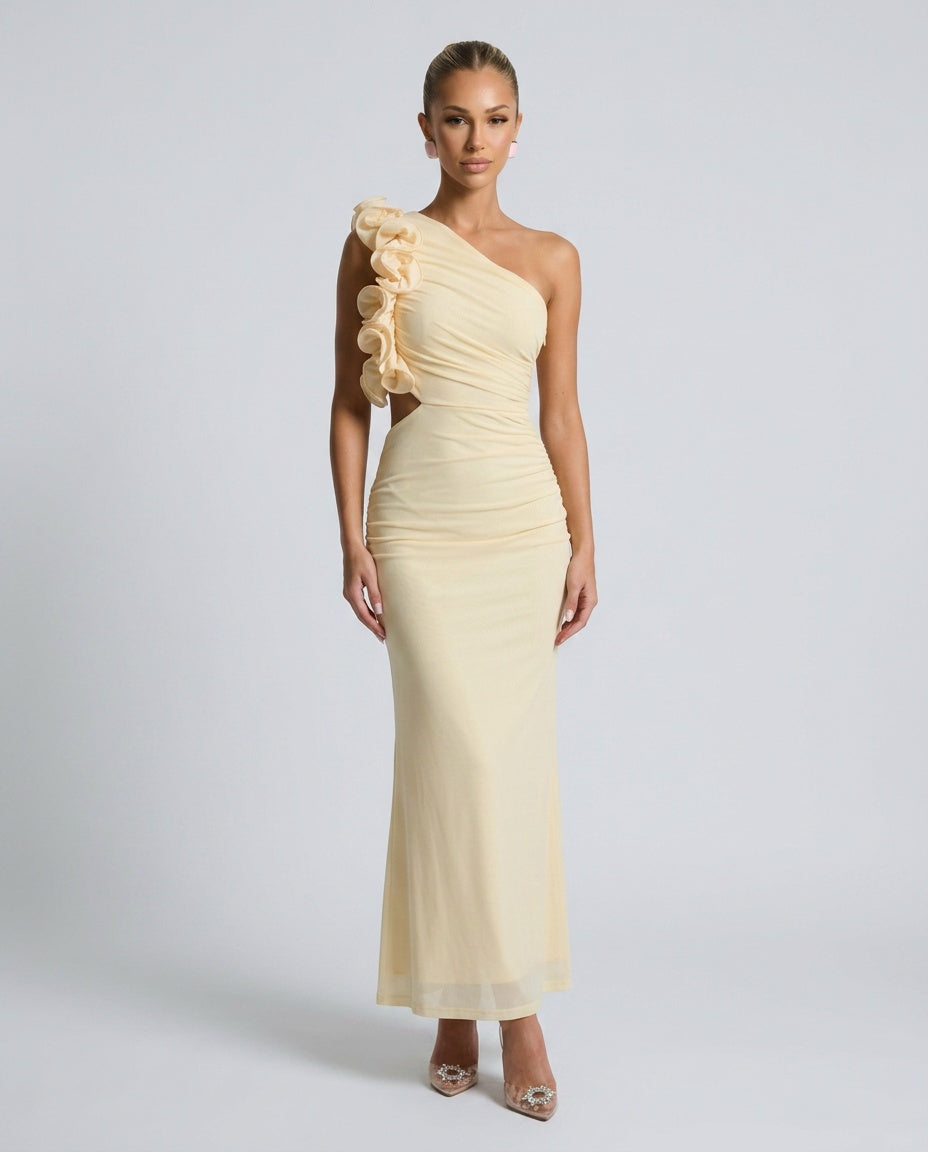 Lara | One Shoulder Ruffle Maxi Dress