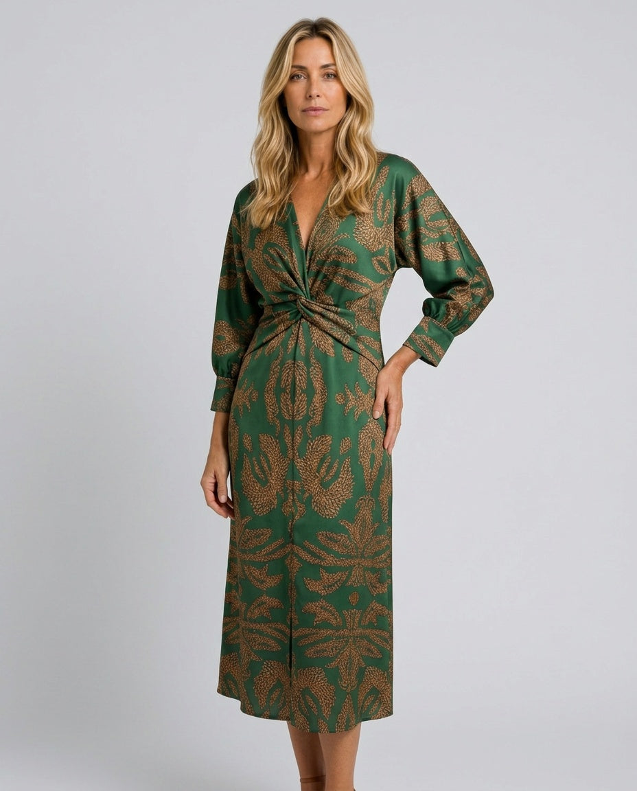 Gemma | Natural Wrap Midi Dress
