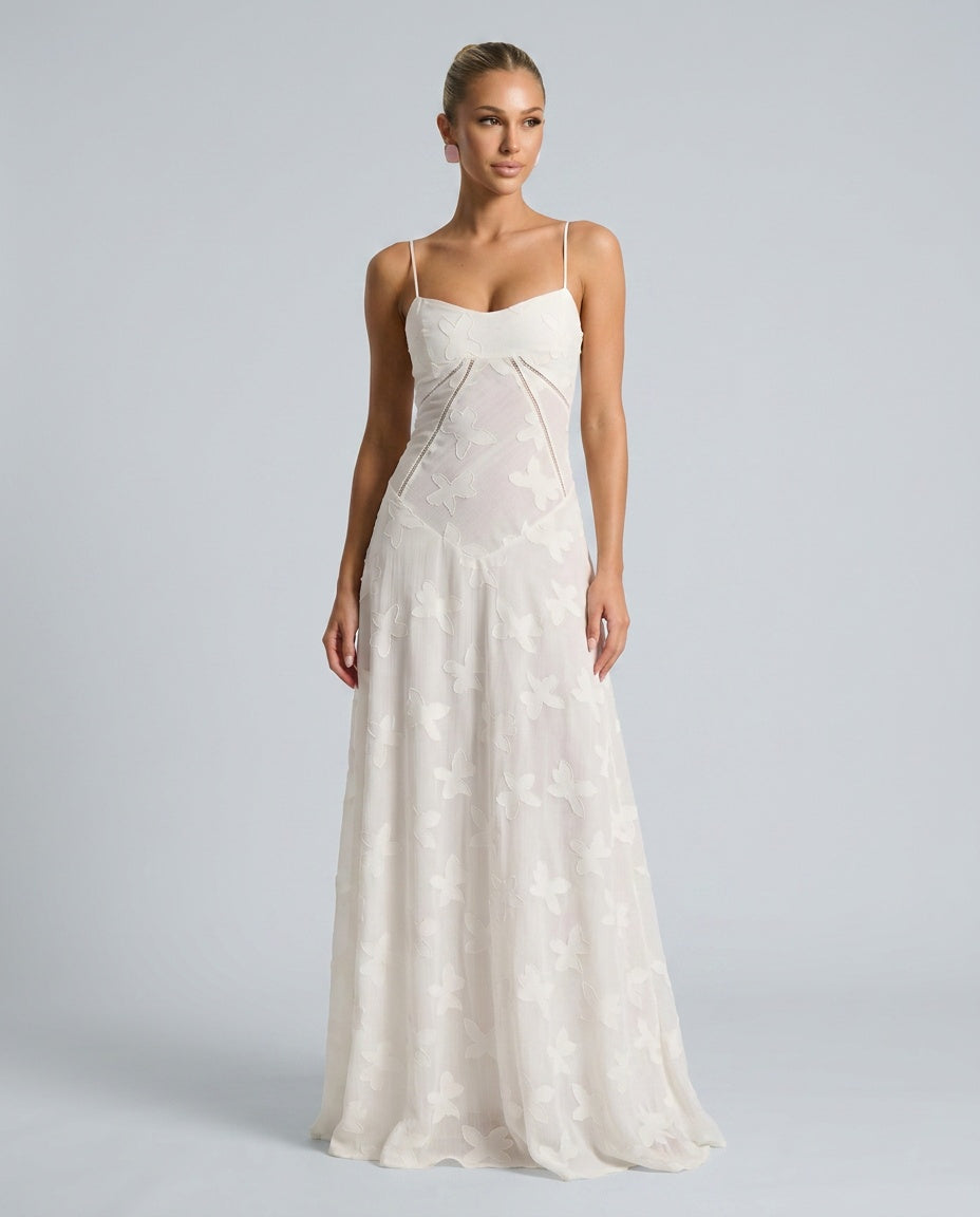 Quinn | Sweetheart Darted Satin-Look Maxi Dress