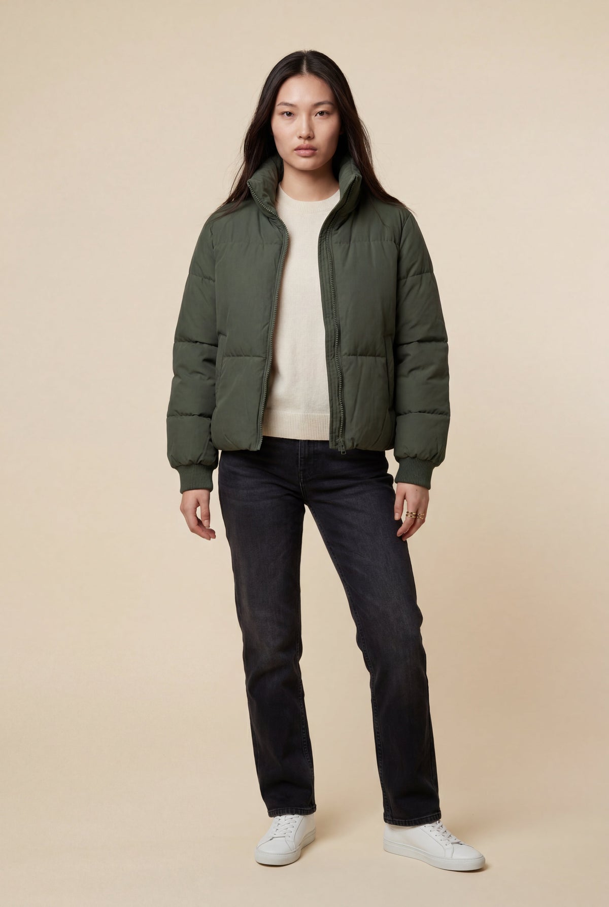 Alba | Cropped High-Collar Quilted Puffer Jacket