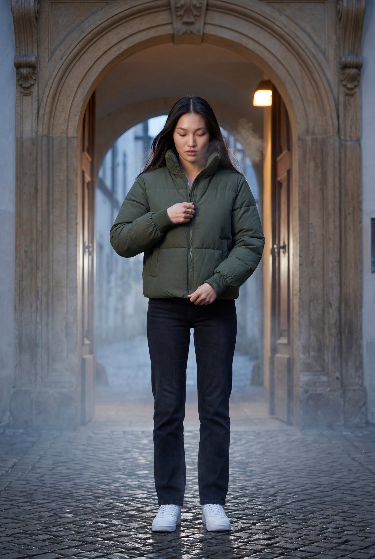 Alba | Cropped High-Collar Quilted Puffer Jacket