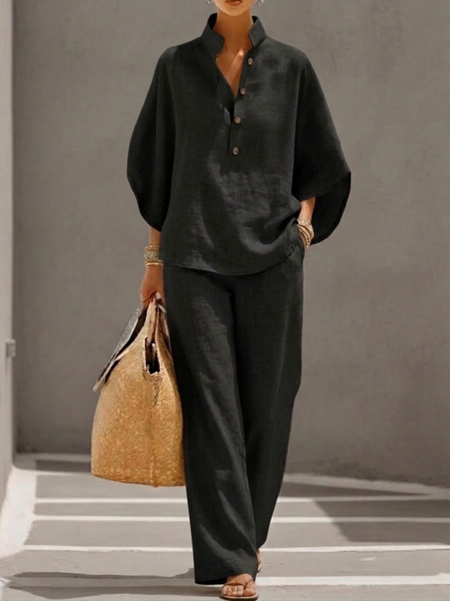 Vivienne | Batwing Sleeve Wide Leg Trouser Set