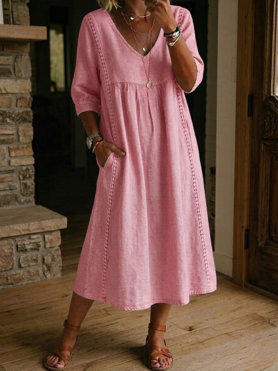 Martha | Patchwork Lace Trim Casual Maxi Dress