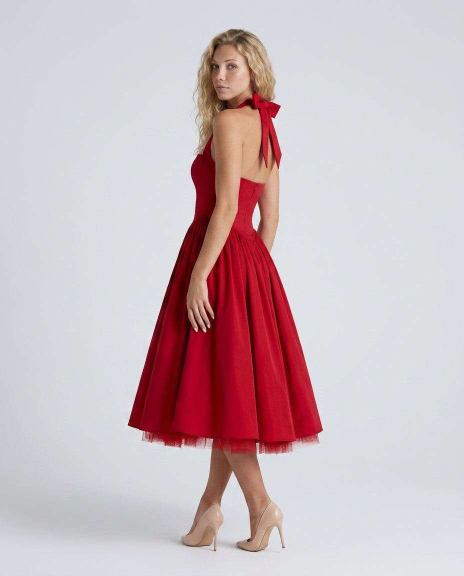 Mariana | Halter Corset Tulle Midi Dress