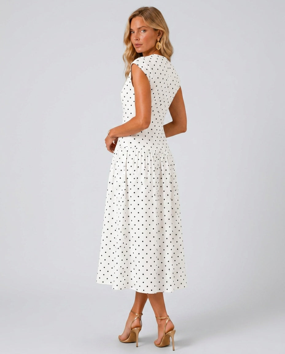 Dottie | Flowy Polka Dot Midi Dress