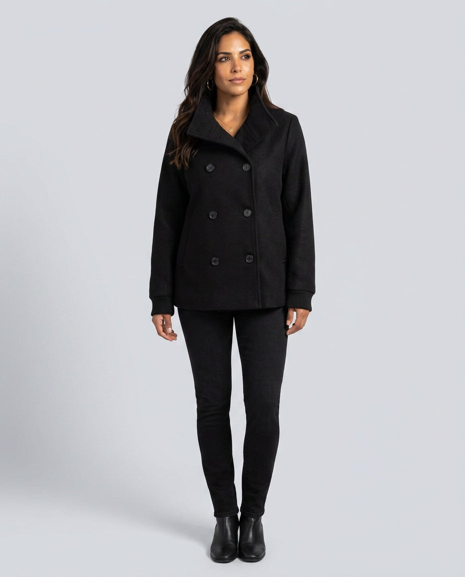 Callista | Double-Breasted Stand Collar Loose Jacket