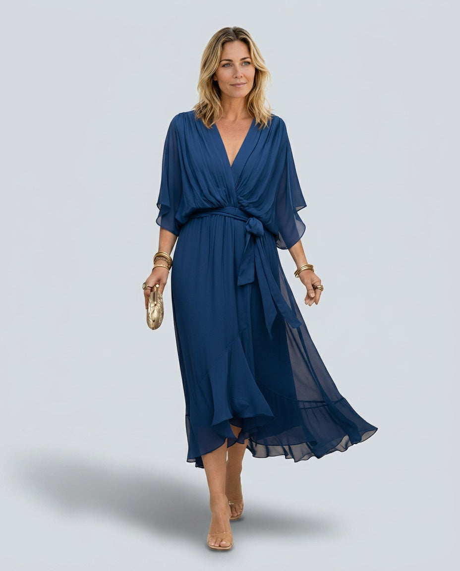 Senna | V-Neck Flowy Midi Dress
