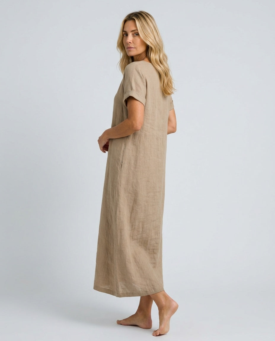 Colette | Relaxed Linen-Blend Midi Dress