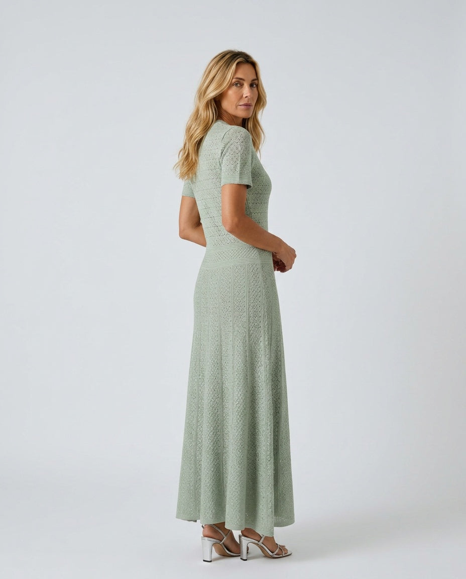 Zara | Metallic Viscose-Knit Maxi Dress