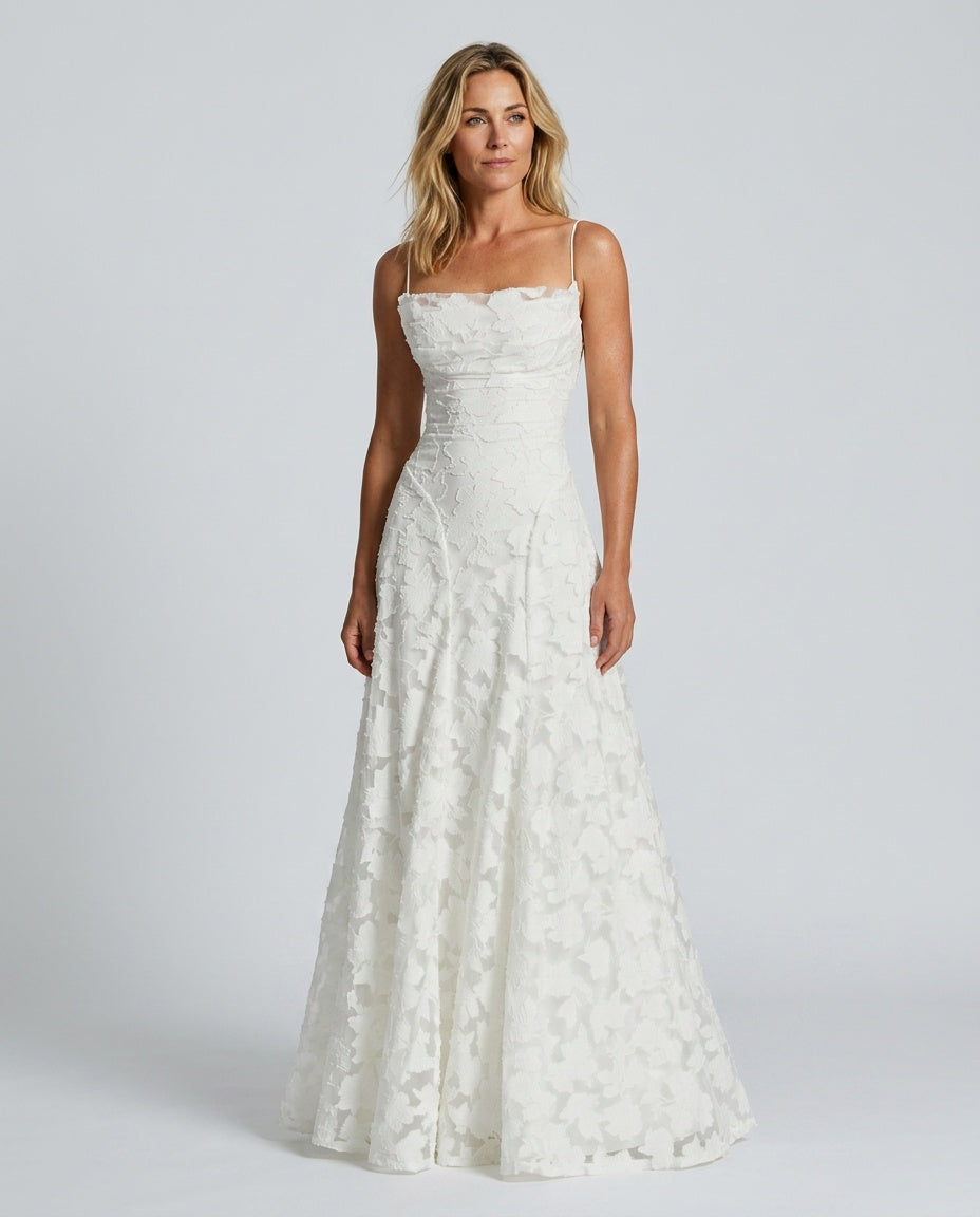 Frankie | Floral Cowl-Neck Lace-Back Maxi Dress