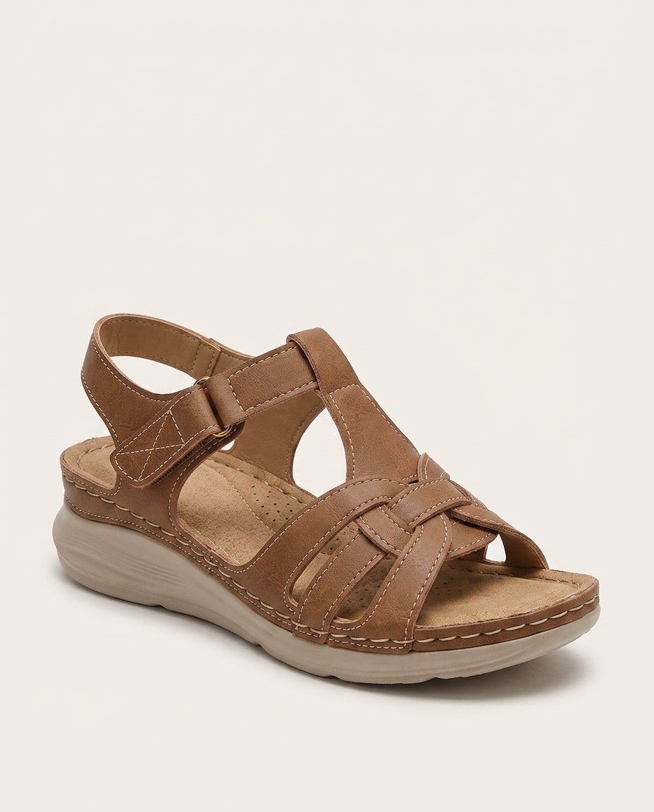 Soraya | Cut-Out Multi-Strap Buckle Low Wedge Sandals