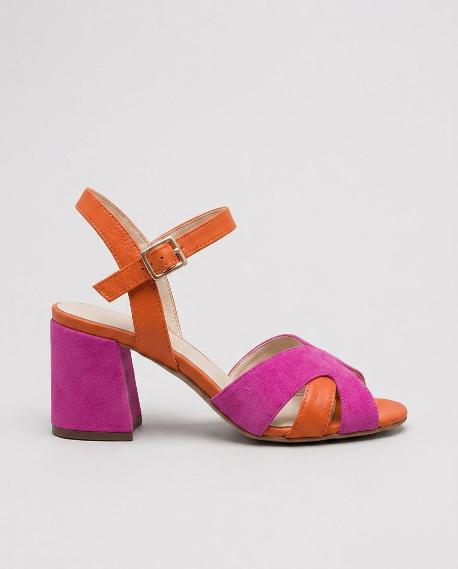 Marina | Colour Block Cushioned Block Heel Sandals