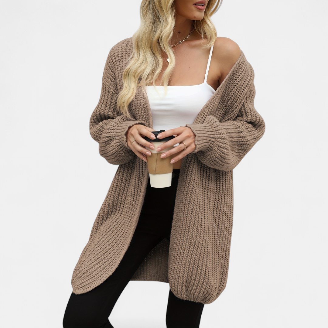 Giselle | Oversized Open Front Longline Knit Cardigan