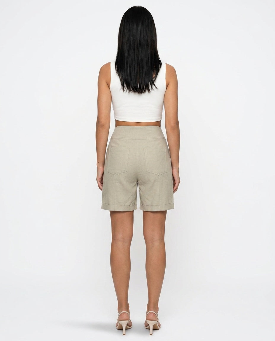 Billie | High Waist Straight Leg Shorts with Pockets