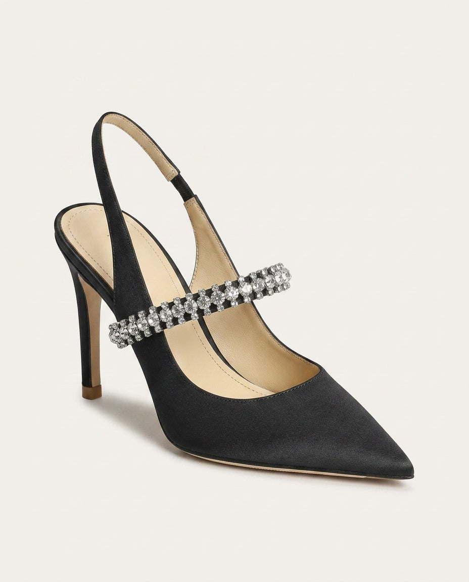 Reese | Satin-Look Pointed Toe Slingback Heels