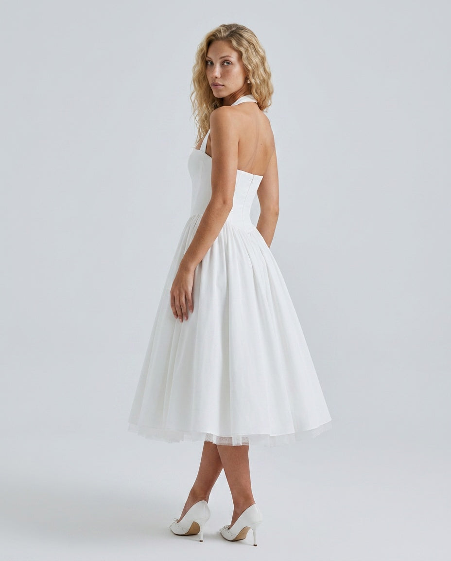 Mariana | Halter Corset Tulle Midi Dress